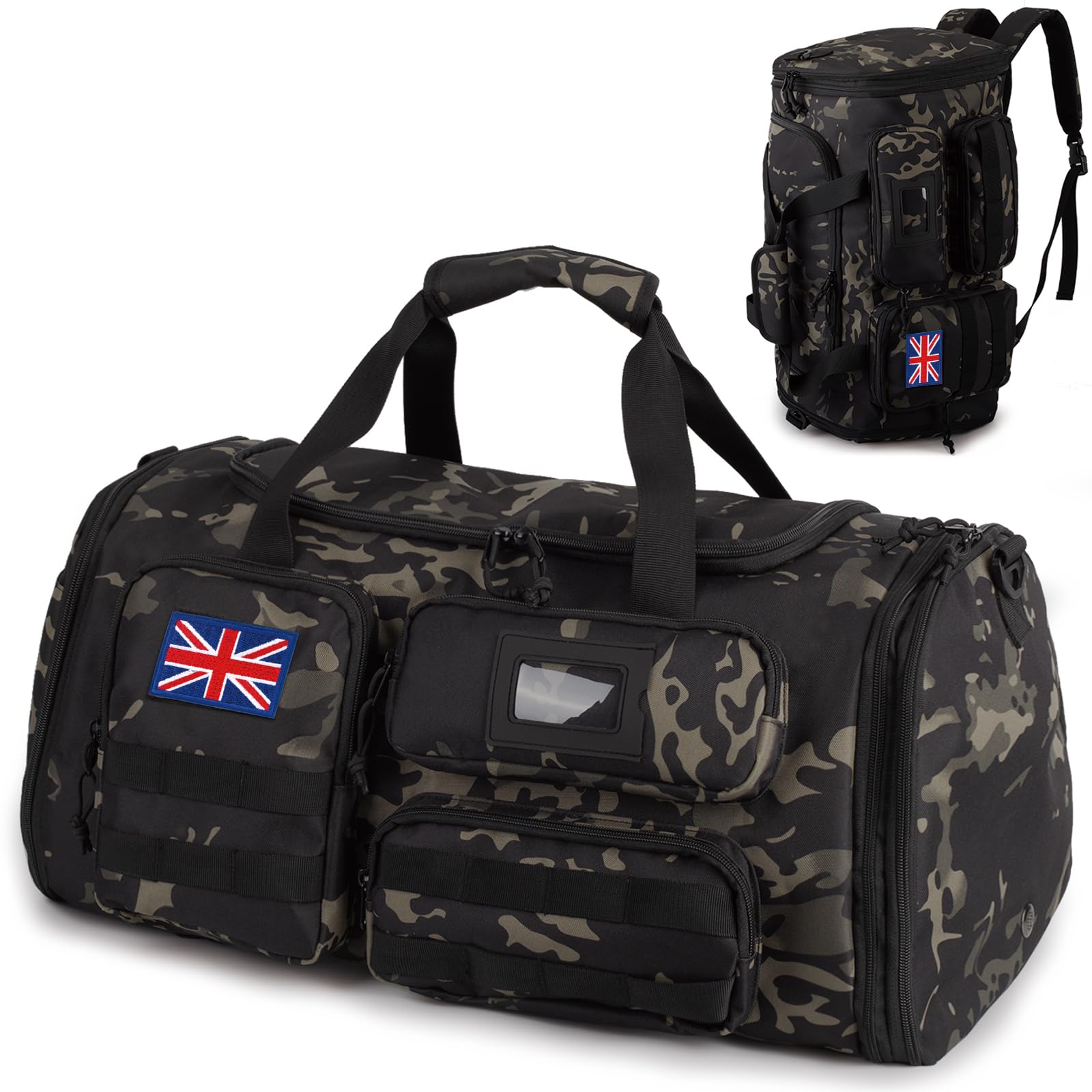 Expandable Gym Bag for Men,Tactical Large 3 in 1 Sports Duffle Bag with Shoes Compartment,Water Resistant Sports Gym Tote Bags Multi-Functional Weekend Travel Backpack Overnight Bag