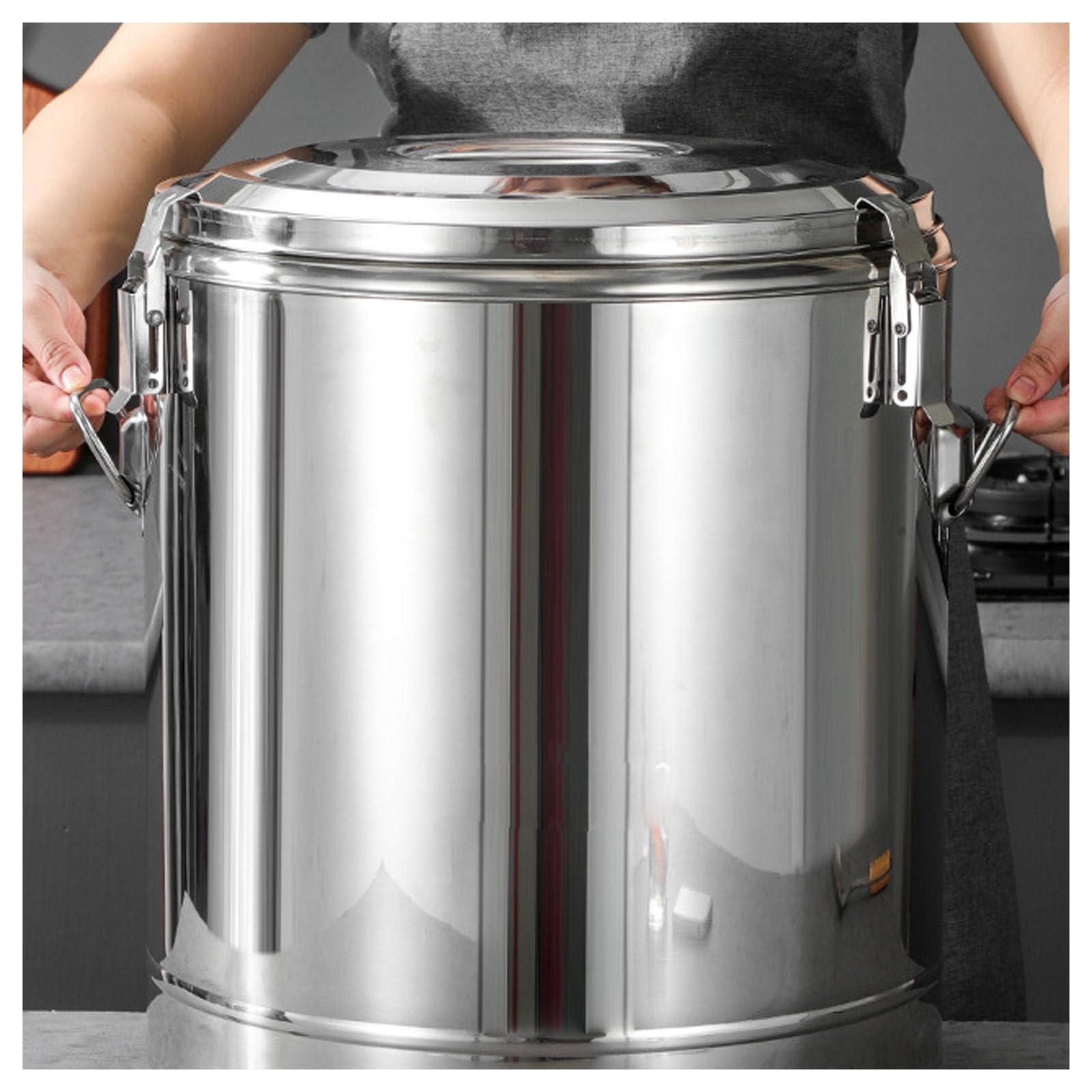 Contenedor de almacenamiento de alimentos de acero inoxidable 304, cubos de transporte térmico sellados para granos de cocina, café, té, harina, duradero y versátil para almacenamiento de alimentos