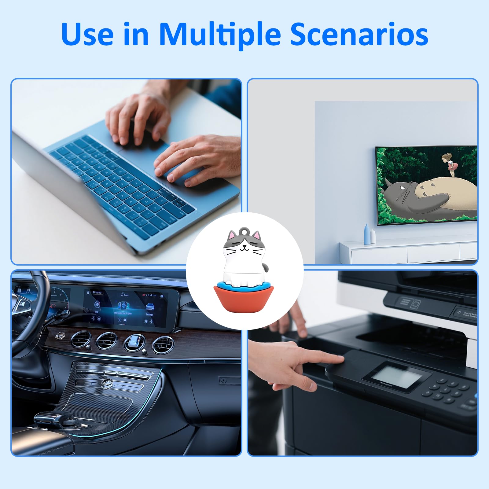 leizhan 32GB Chiavetta USB ad Alta Velocità Pen Drive Carino Gatto Design Memory Stick per la Famiglia Studente Amico - 4