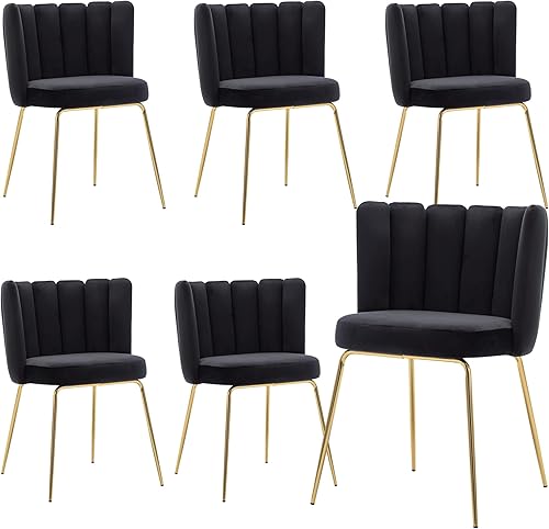 Miniatura 13 de Juego de 2 sillas de comedor de terciopelo modernas, sillas laterales tapizadas con patas de metal dorado para el hogar, cocina, sala de estar,