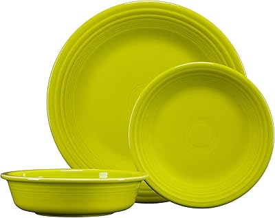Amazon.com: Fiesta - Vajilla clásica (3 piezas), color verde limón: Kitchen  & Dining