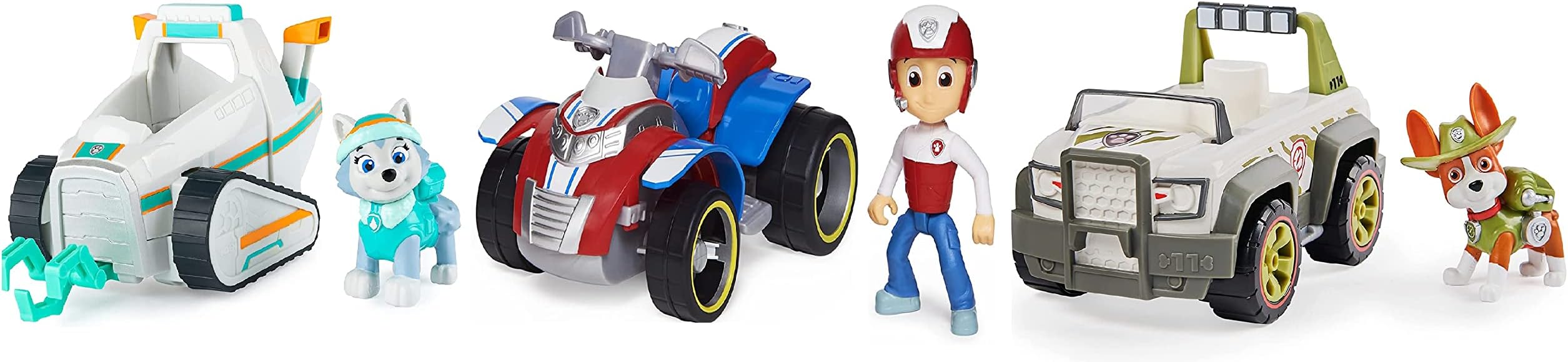 BLIZY Paw Patrol Everest's Snow Plow, Ryder's Rescue ATV & Jungle Rescue, Tracker's Jungle Cruiser