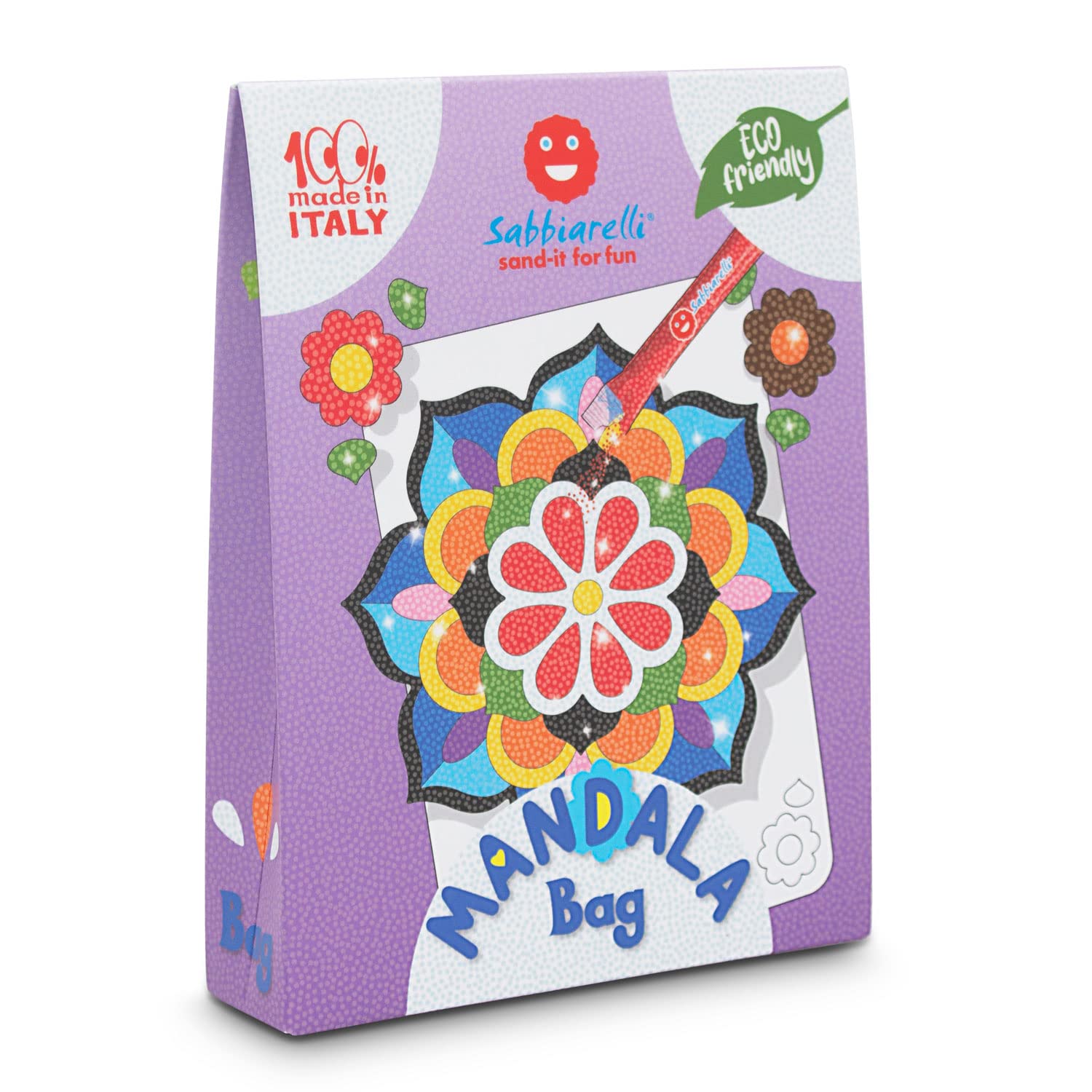 Sabbiarelli Sand-it For Fun – Bag Mandala | Mini Kit de Sand Art con Mandalas 100% Made in Italy con Arena de Colores y Dibujos Adhesivos | Manualidades Creativas para Niños de 5-12 años