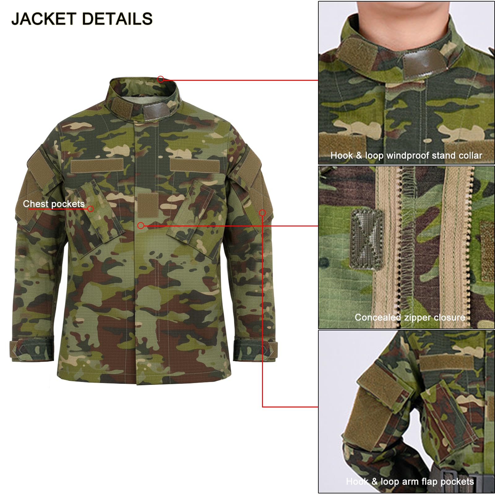 Kinder Outdoor Taktische Kleidung Jacke und Hosen Sets Airsoft Militär Camouflage Frühling Sommer Herbst Wandern Jagd Camping Kampf für Junge Mädchen
