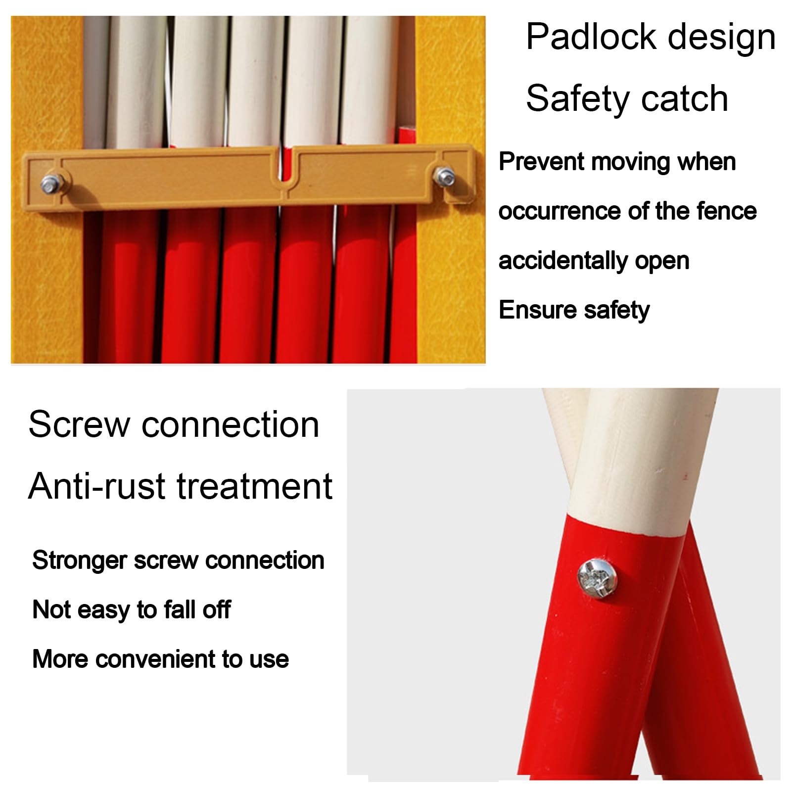 Barricada metálica Extensible, Barrera de Seguridad móvil, Valla de tráfico Ajustable, Barrera de tráfico retráctil para Patio, Piscina, Tienda, Ahorro de Espacio, Rojo y Blanco,Red+White-1.2x1m