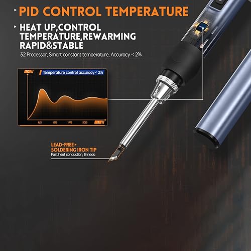 Miniatura 4 de Soldering Iron Kit, Mini Digital Soldering Iron Fast Heating Adjustable Temperature for Welding and Repairing (Black)