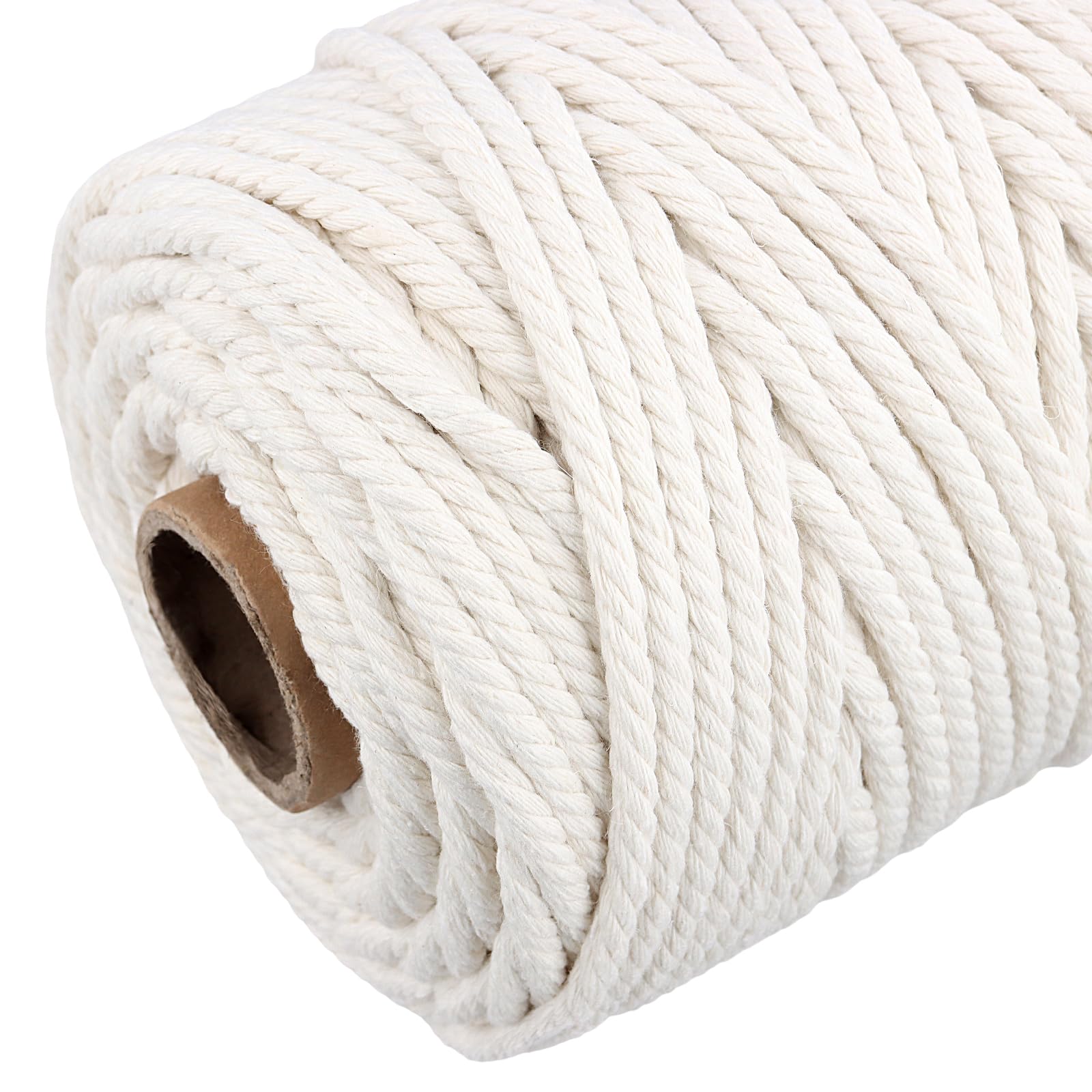 MANCHAP 4 rollos de cordón de macramé blanco de 5 mm, cuerda de algodón de 100 m para manualidades, tejer, decoración