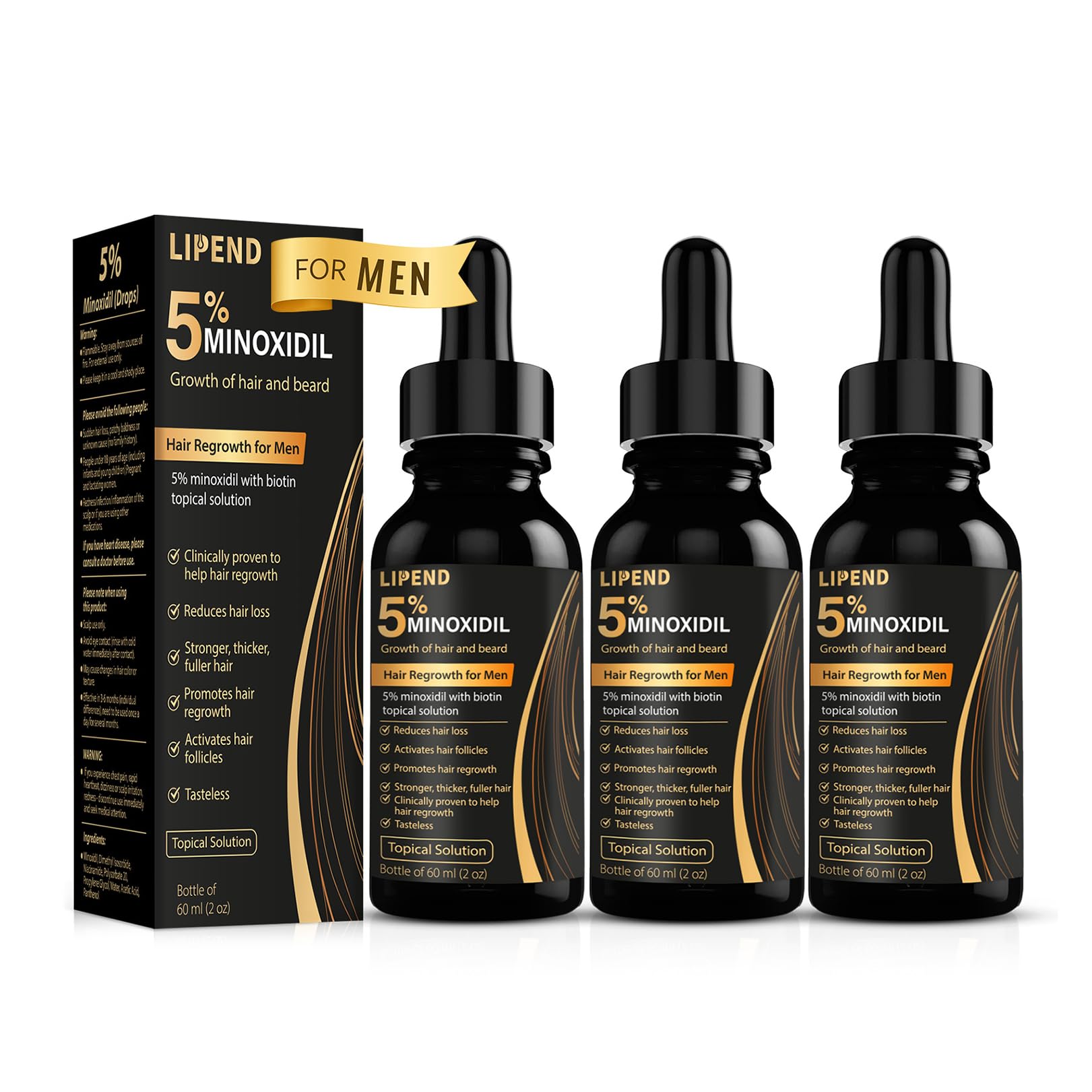 5 Minoxidil for Men Hair Growth Serum Topical Minoxidil Beard Hair Regrowth Thicker Prevent Hair Loss for Thicker