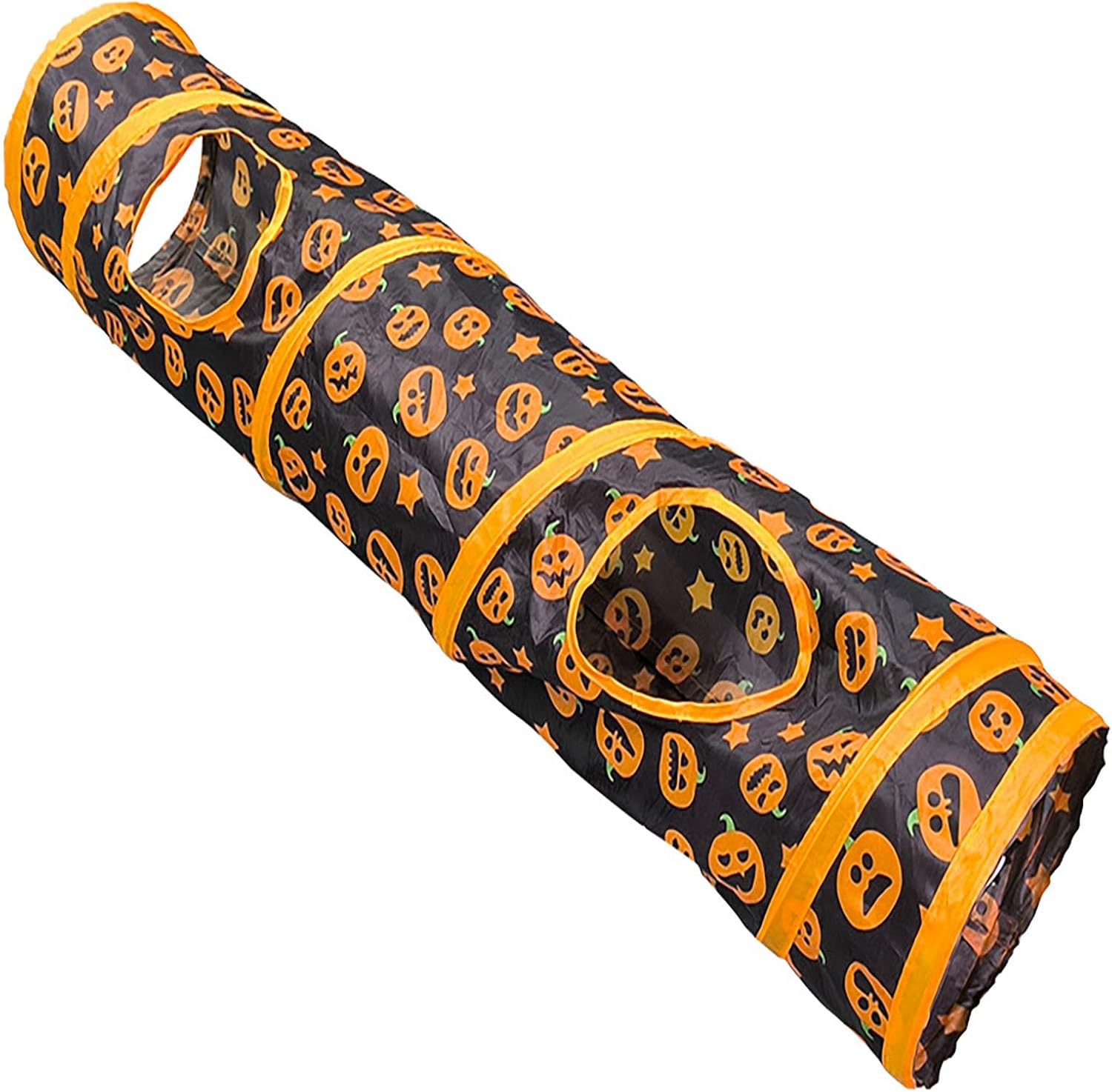 Halloween Cat Tunnel Toy, Cat Tunnel, Crinkle Play Tube for Kittens and Cats, Tunnel Tube, Pumpkins Cat Play Tunnel, Cats with Cube Tent Toys Combo Car Tunnels for Indoor Cats L Size