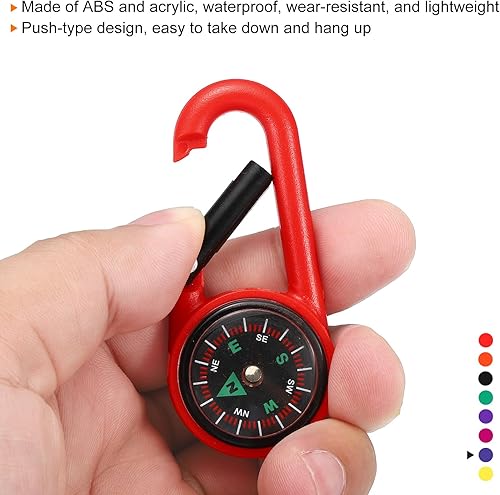 Miniatura 4 de PATIKIL Brújula de llavero, brújula de campamento de bolsillo con hebilla para senderismo al aire libre, caza, viajes