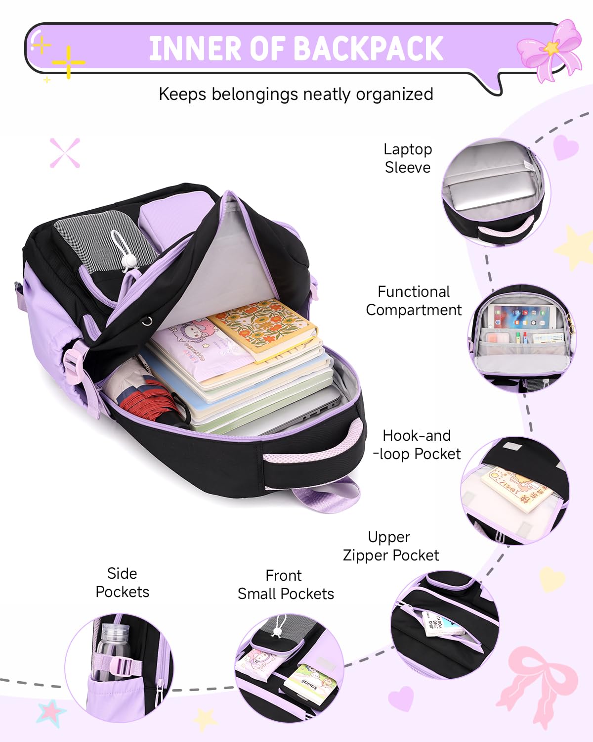 Amythe Schulrucksack Mädchen mit Rollen, Abnehmbar Schulranzen Trolley