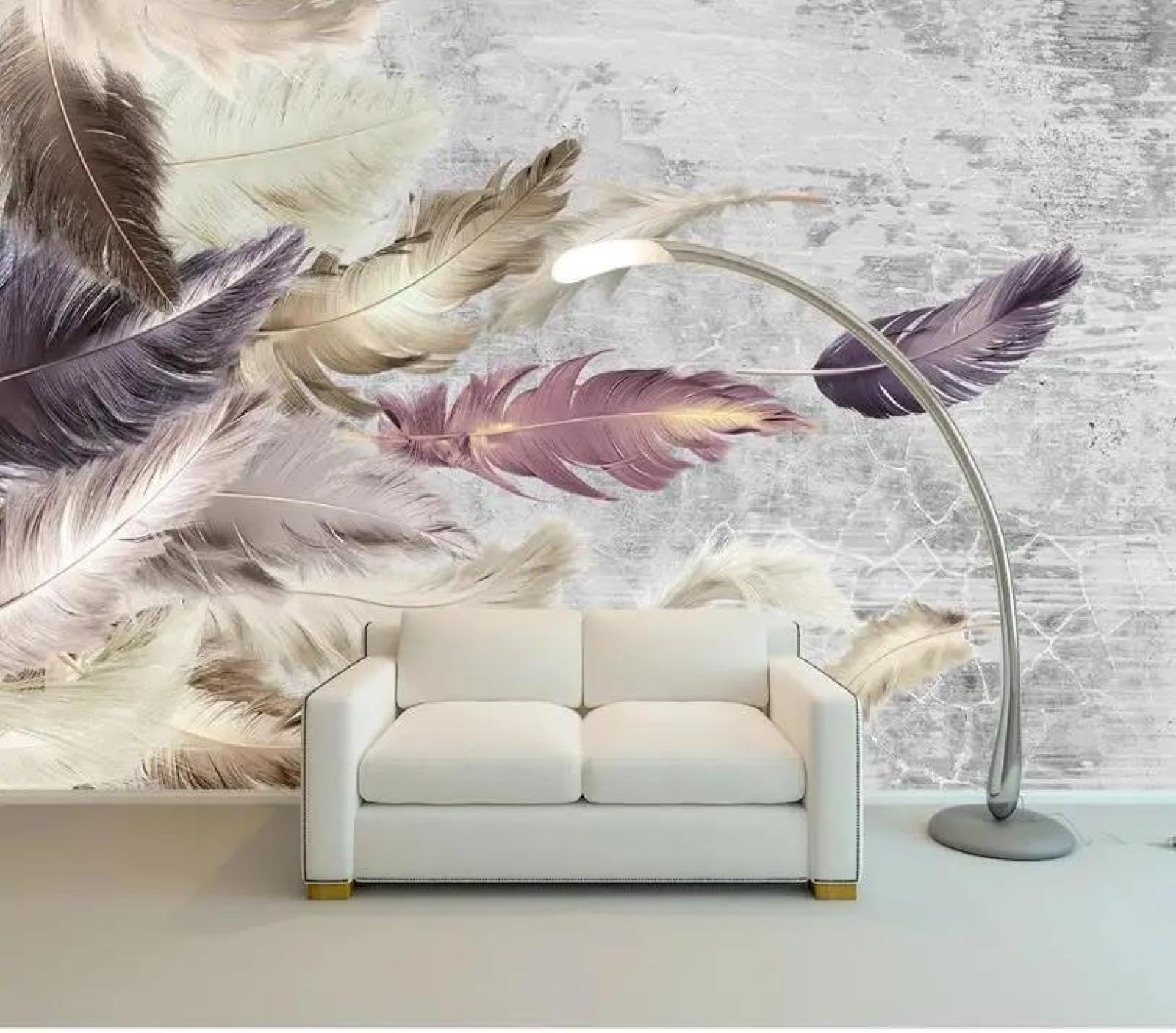 Papier peint 3d feuilles colorées pour masquer un mur terne de salon ou chambre