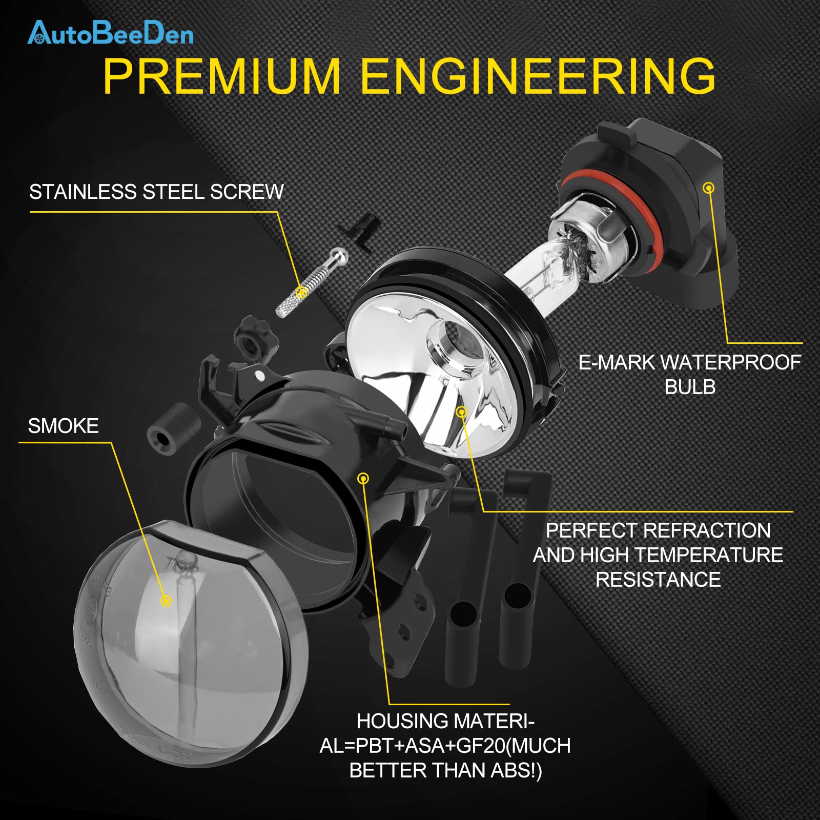 Feux anti-brouillard compatibles avec BMW E60 E61, Serie 5, 07/2003-09/2010, Convient uniquement au pack M Tech/Sport pare-chocs, Phares antibrouillard (Fumée)