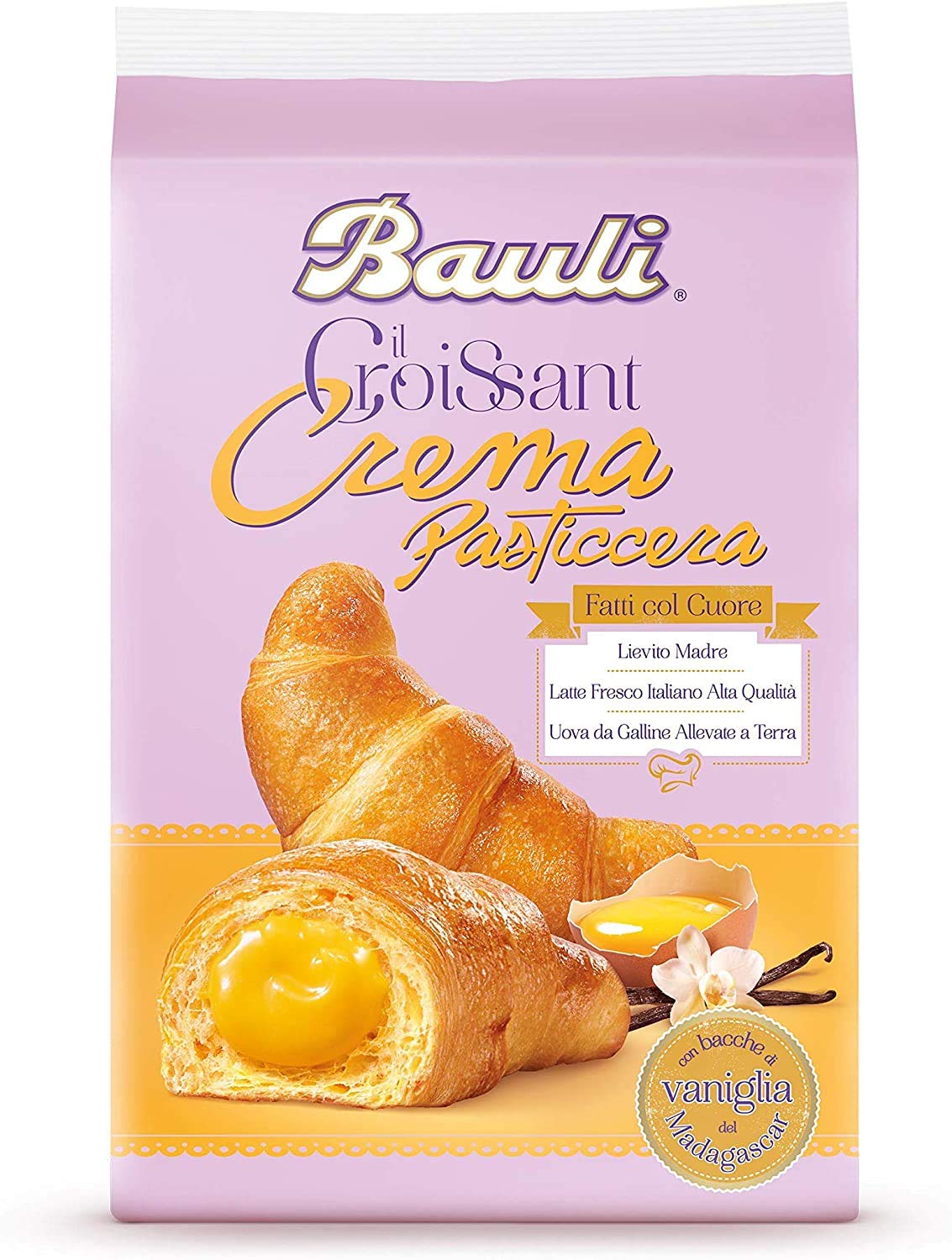 12x Bauli Cornetti a Crema Croissant brioche mit creme Custard ( 6 x 50g ) 300g