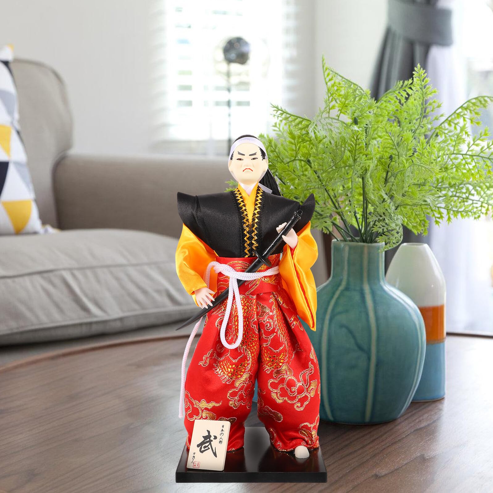 Muñeca Samurái Japonesa de Tela, Figura Decorativa Tradicional