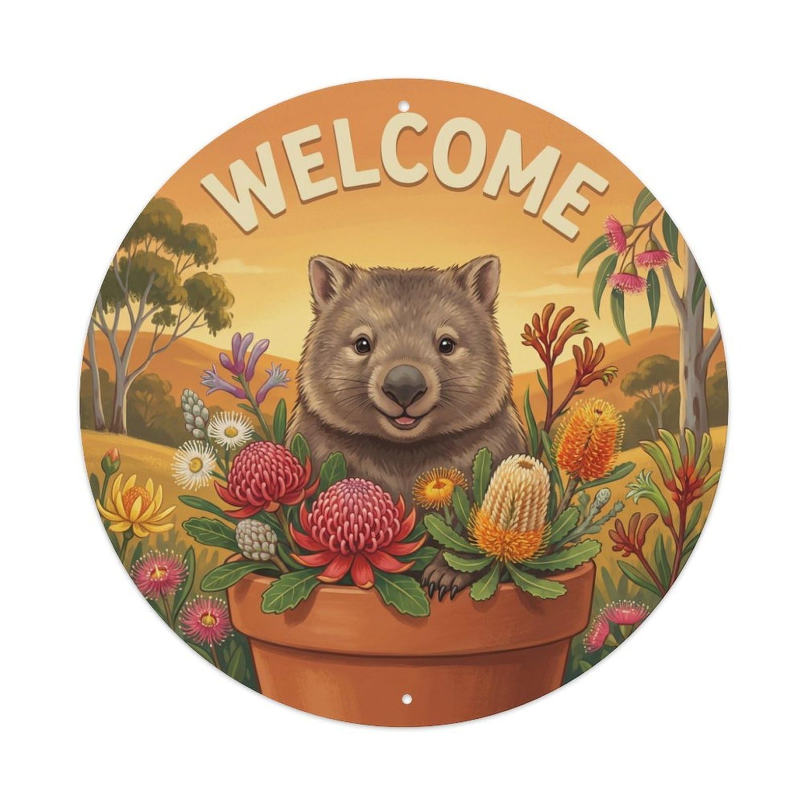 Welcome Wombat Bushland Dusk 1 Metal Tin Sign