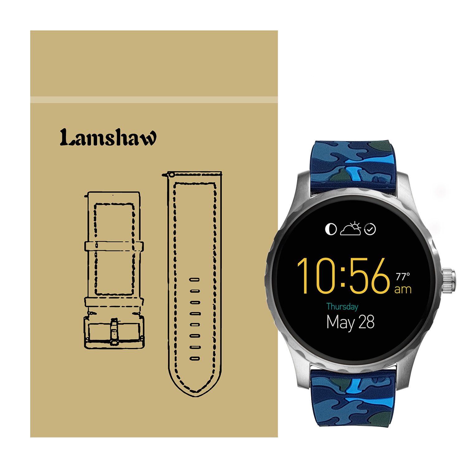 Amazon.co.jp: Fossil Q Marshal バンド, Lamshaw シリコーン 交換 