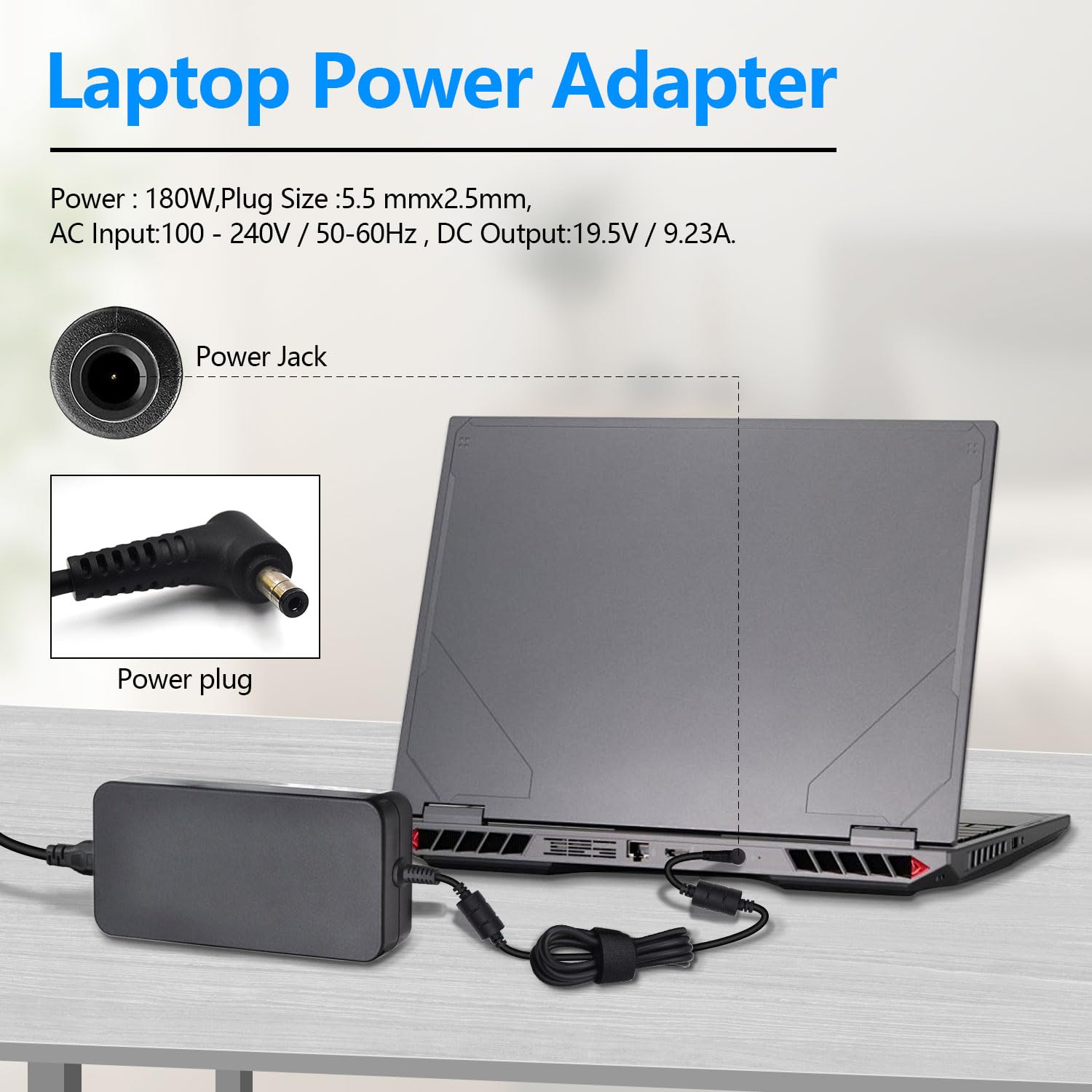 Alimentatore 180W Per Portatili MSI Gaming – Compatibile Con GF75, GF65, GS63VR, GS75 E Molti Altri – Cavo Lungo 3,17m - 3