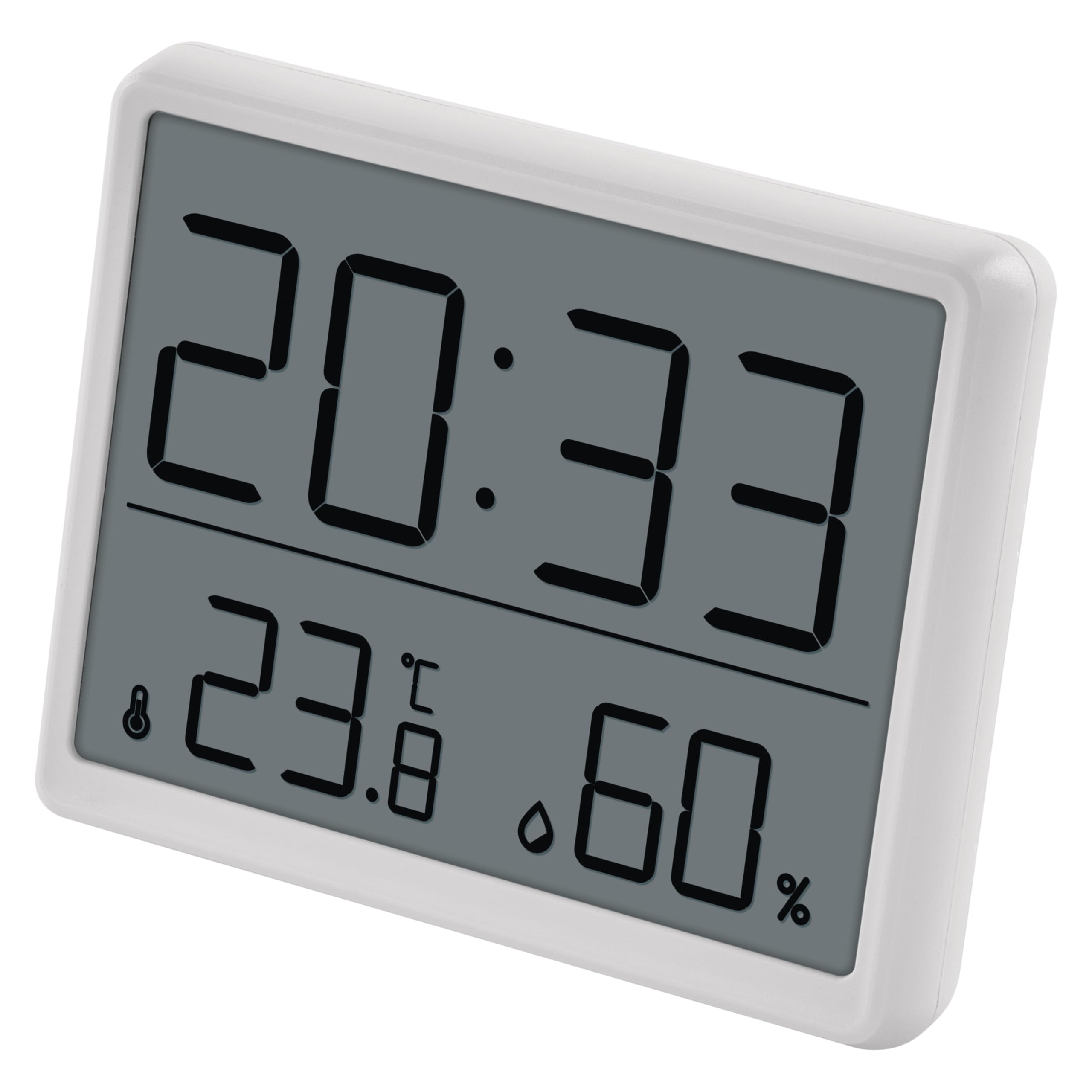 EMOS Digitale Kamerthermometer En Hygrometer Met Klok Om Neer Te Zetten Ophangen Magneethouder Lcd Display Weergave Van Minimum Maximumwaarden Datum Wekker Incl Batterij Wit 1257056477
