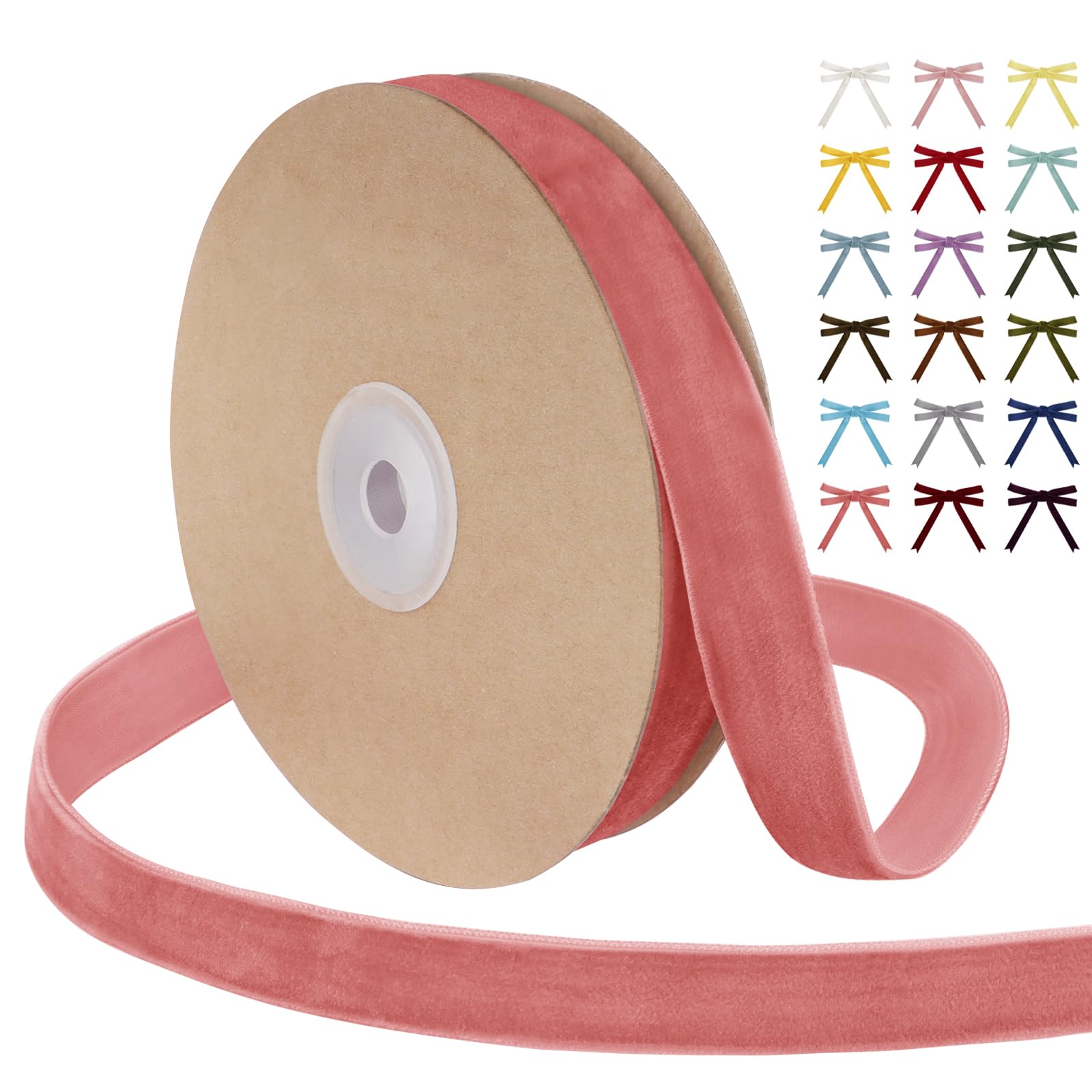 Uiopa Leather Pink Velvet Ribbon, 20mm x 9m Single Face Wrapping Ribbon, Vintage Velvet Ribbons for Gift Wrapping, Wreaths, Wedding, Party, Home Decor, DIY Crafts โ image 1