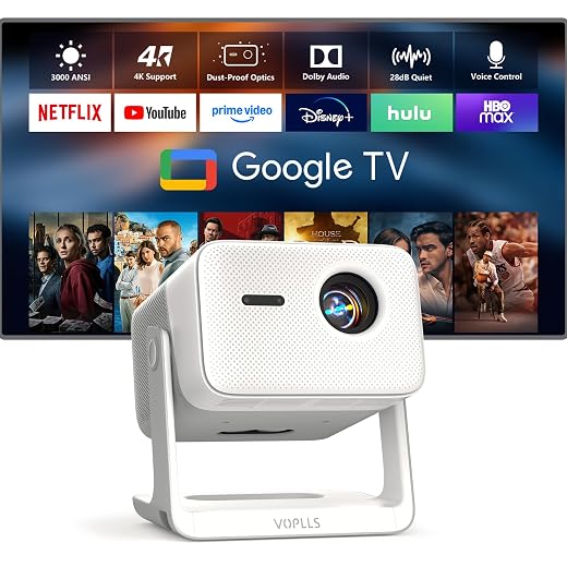 【Google TV & High Brightness】4K Outdoor Projector with WiFi and Bluetooth
