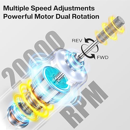 Miniatura 4 de Taladro de uñas inalámbrico, lima de uñas eléctrica, lima de uñas profesional para manicura y pedicura, kit de máquina de taladro de uñas recargable