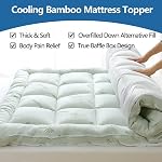 Bamboo Mattress Topper King Size, Extra Thick Breathable Mattress pad with 8-21”Deep Pocket, Soft 1200 GSM Quilted Fitted Mattress Cover with Down Alternative Fill,78 x 80 Inch