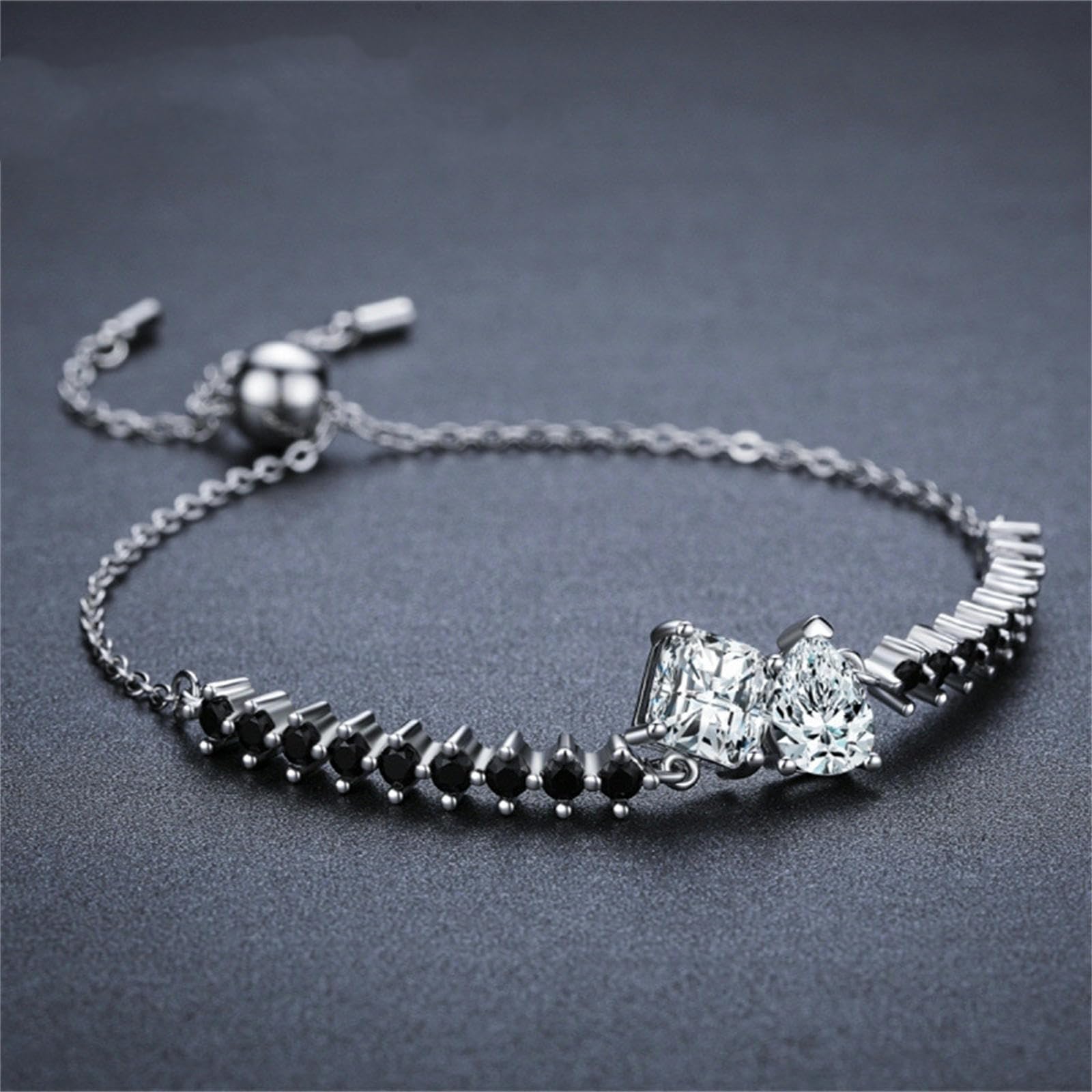 bracciali da Donna Braccialetto zircone del zircone, Bracciale Vintage zircone-Nero