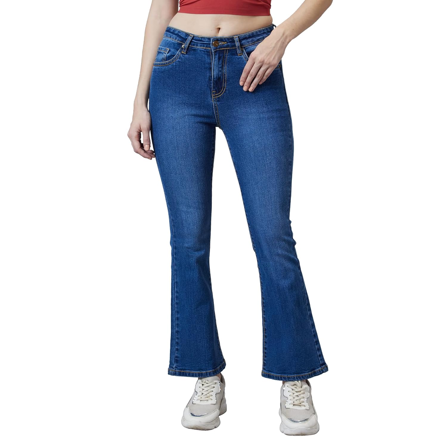 AKA CHIC Women’s Boot Cut High Rise Stretchable Denim Jeans – Trendy and Comfortable