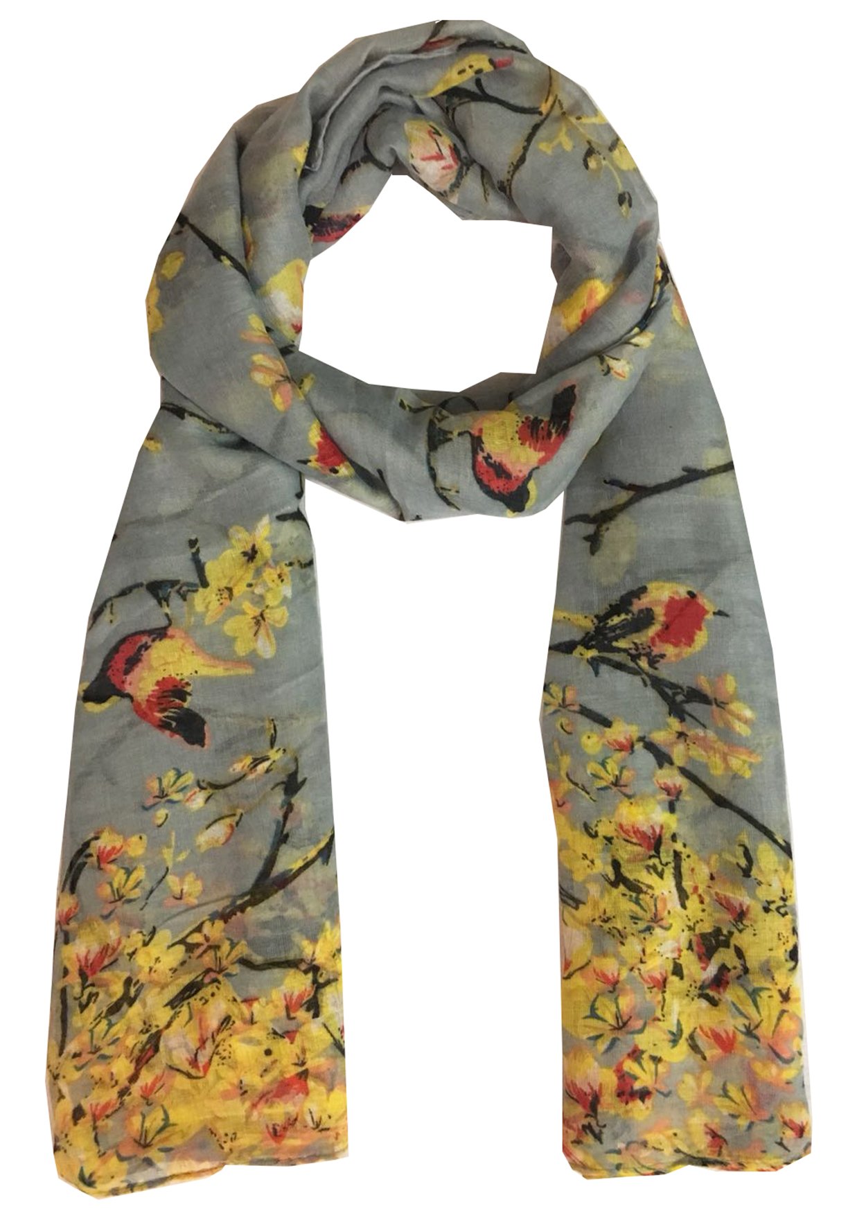 World Of Shawls Women's New Silver Birds New Celebrity Style Long Scarf Scarves Maxi Sarong Sale (New Silver Birds)