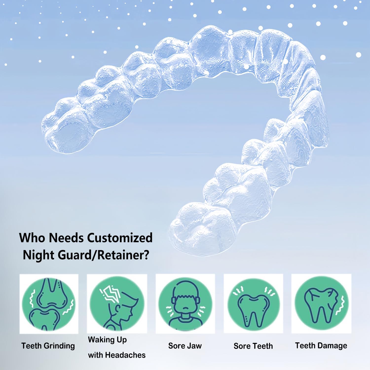 Custom Night Guard, Custom Mouth Teeth Guards Against Teeth Grinding/Clenching Dental Retainer for TMJ Relief and Bruxism (One Upper Guard) - Image 5