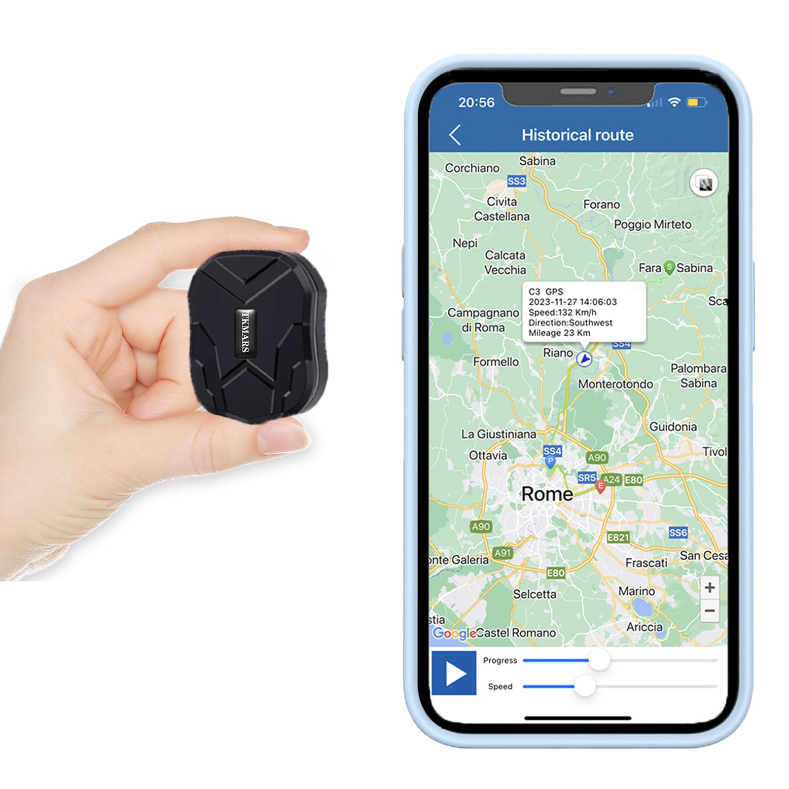 TKMARS 4G Mini GPS Tracker Ohne ABO GPS Tracker Klein für Auto,Kinder,Koffer,Fahrrad,Dokumentation