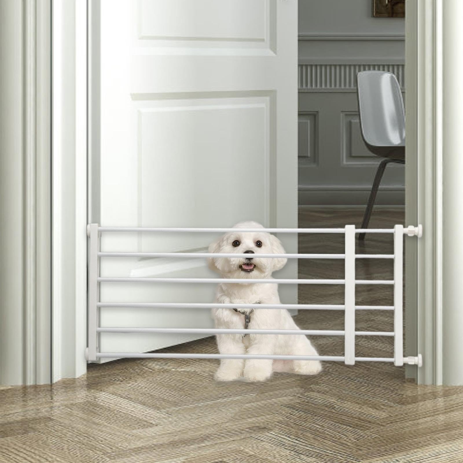 Barrera Extensible para Mascotas, Puerta para Perros, Fácil Montaje, Material PP, Adecuada para Interiores Y Salas de Estar, White Height 36cm S