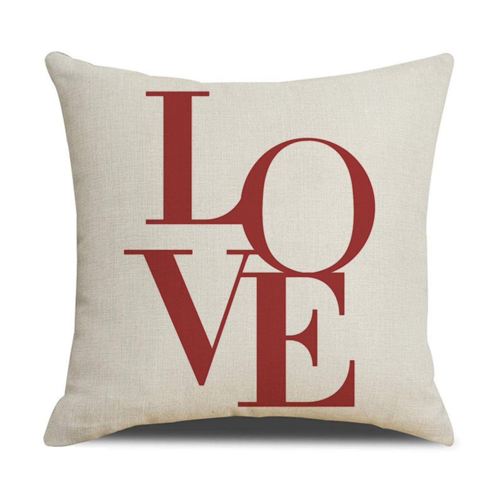 Cushion Covers 40cm x 40cm Red Line Sofa Cushion Cover Linen with Invisible Zippers,Throw Pillow Covers for Bedroom Home Decor