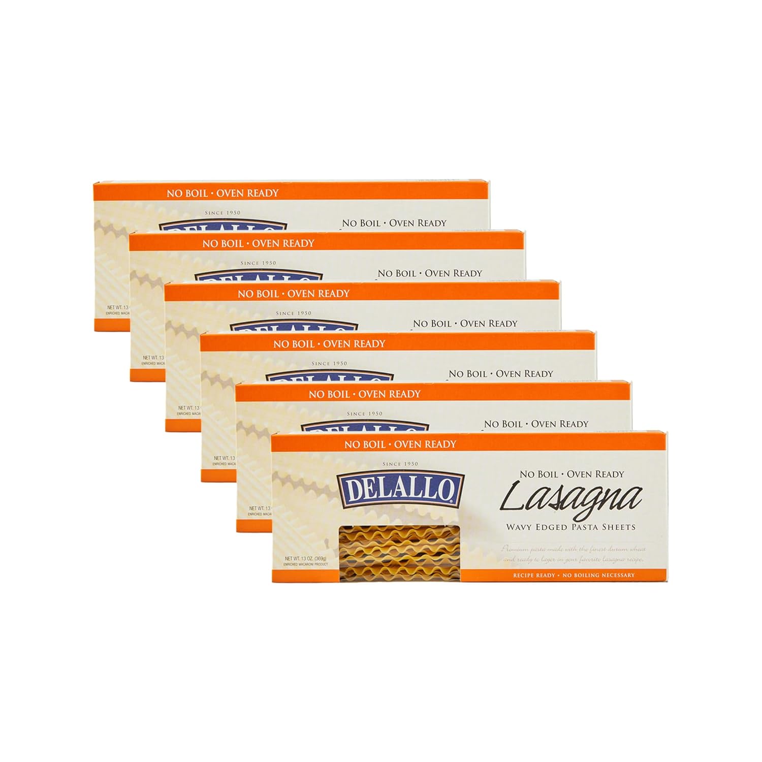 DeLallo NoBoil Lasagna Sheets, 13.2oz Box, 6 Pack, Oven