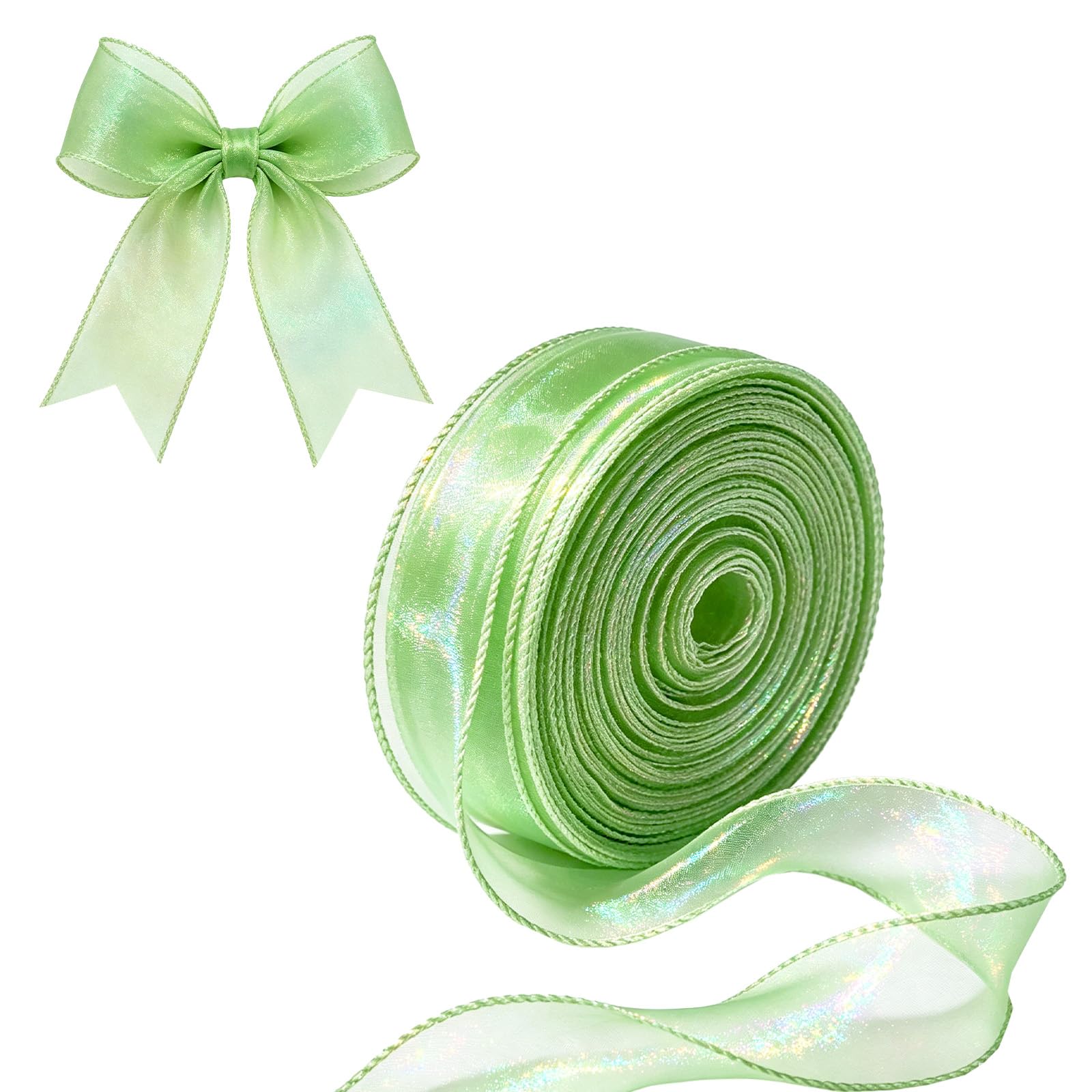 Oblihumoy Green Organza Ribbon 45m x 4cm Each