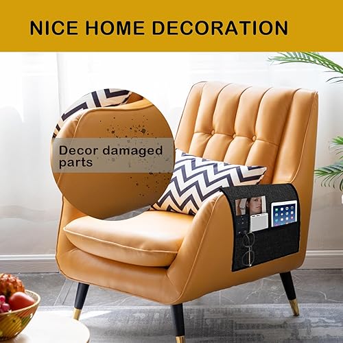 Miniatura 9 de Funda de lino para reposabrazos de sofá con 2 bolsillos, protector de reposabrazos para sofá reclinable antideslizante, funda para sala de estar,