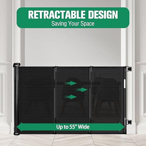 Miniatura 2 de Puerta retráctil extra ancha de 85 pulgadas para bebé, puerta para interiores extra larga, puerta para perros al aire libre, puerta para perros