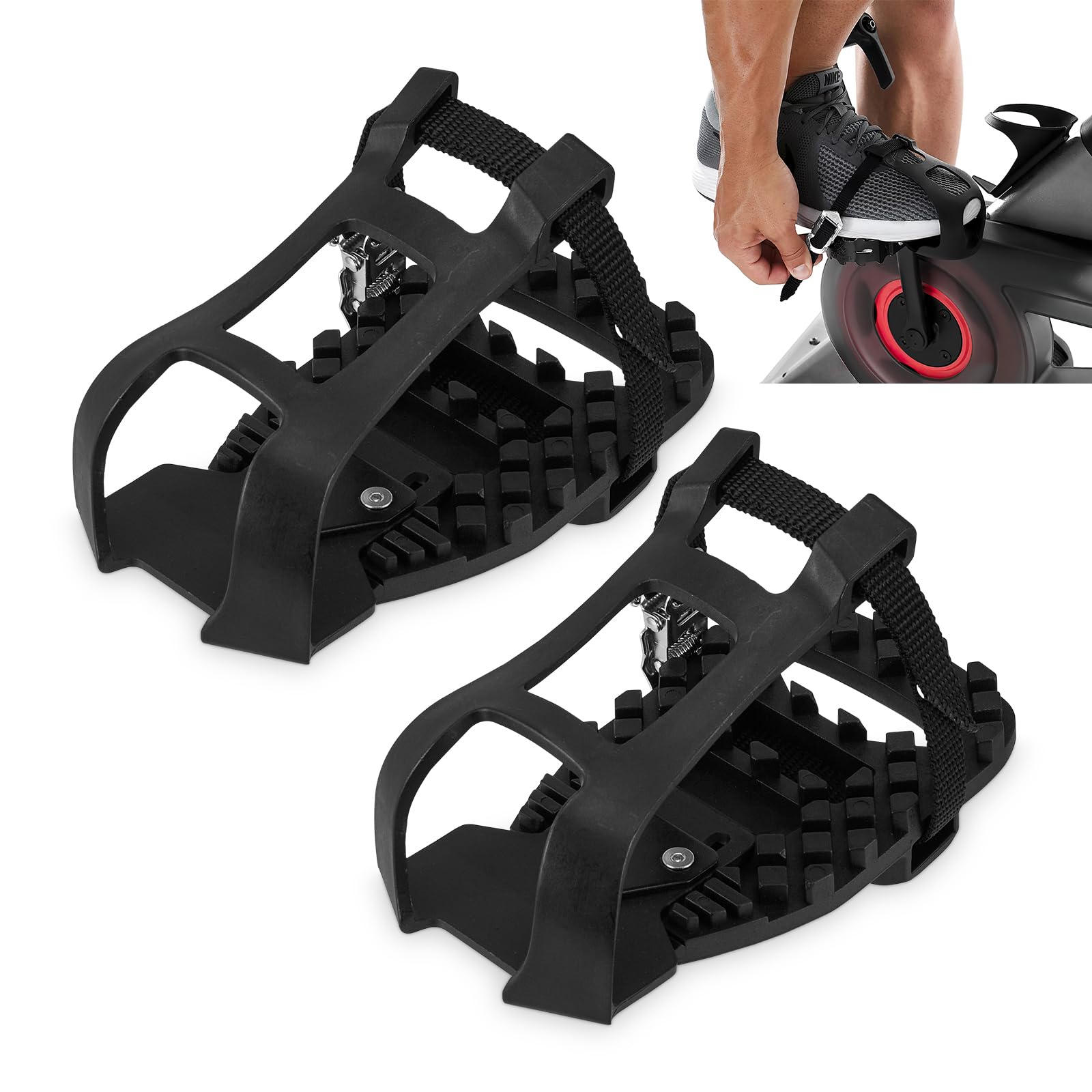 Toe Cages for Peloton Bike & Bike Pedals, Compatible with Regular Sneakers, No More Pedal Changes, Ride with Regular Running Shoes or Look Delta Cleats