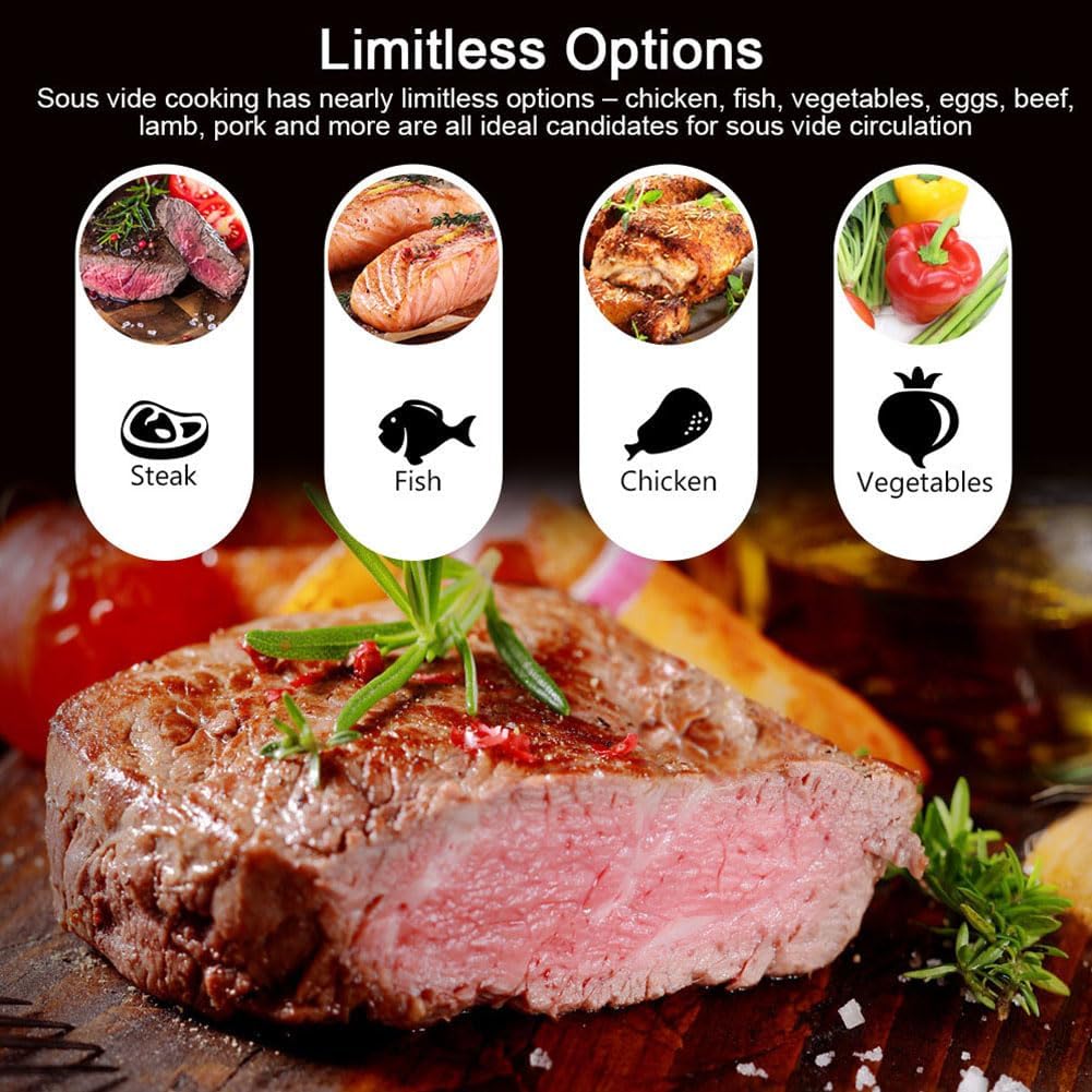 Sous Vide Präzisionskocher, 1800W WiFi Wasserbad mit LCD-Display - Smart Cooking Pot für Steaks, Huhn, Fisch, Gemüse, 25°C-95°C Temperaturregelung