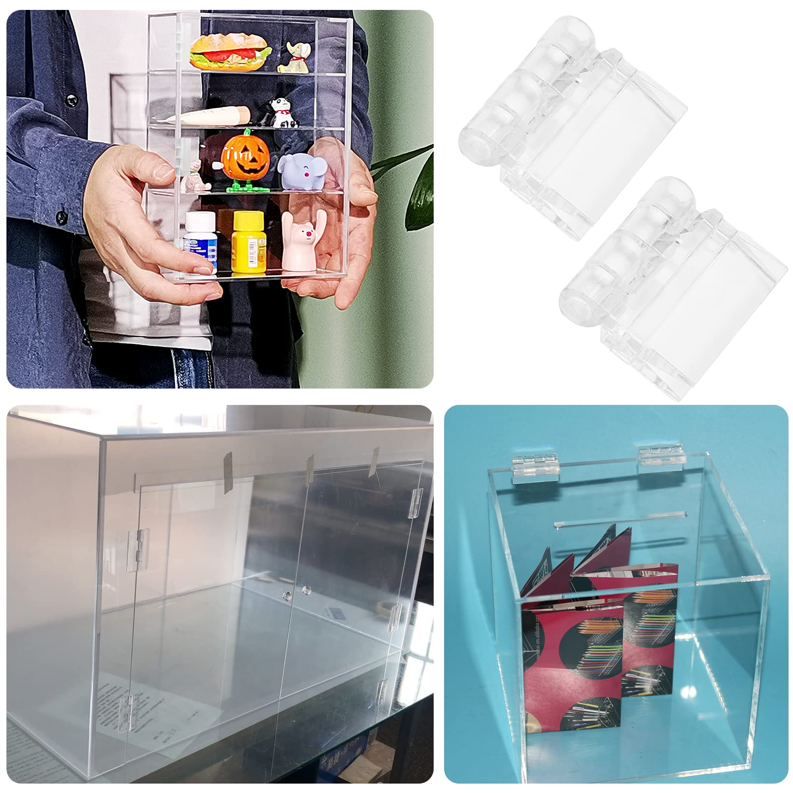 Clear Acrylic Hinges - 20 Pack -7 Clear Acrylic Hinges - 20 Pack -7