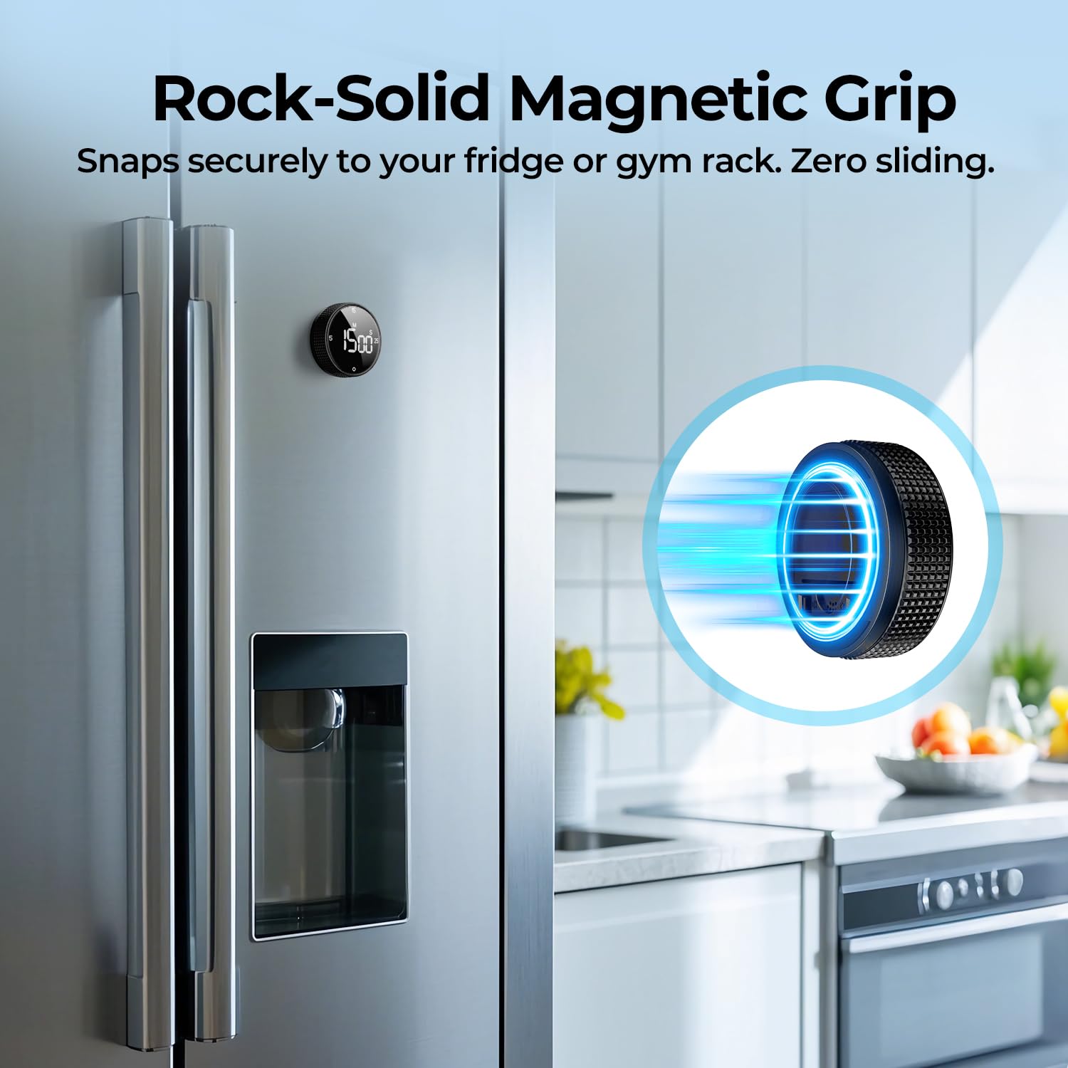 Digitaler Küchentimer, großes Display, magnetischer Countdown-Countup-Timer, 3 voreingestellte Zeiten (5, 15, 25), Lautstärke und Helligkeit einstellbar zum Kochen, Klassenzimmer, Lernen