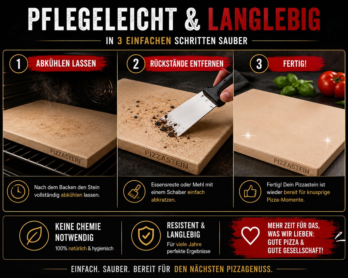 Premium Pizzastein Set für Grill & Backofen – Cordierit Pizzastein inkl. Bambus Pizzaschieber & Rezeptbuch (Rechteckig)