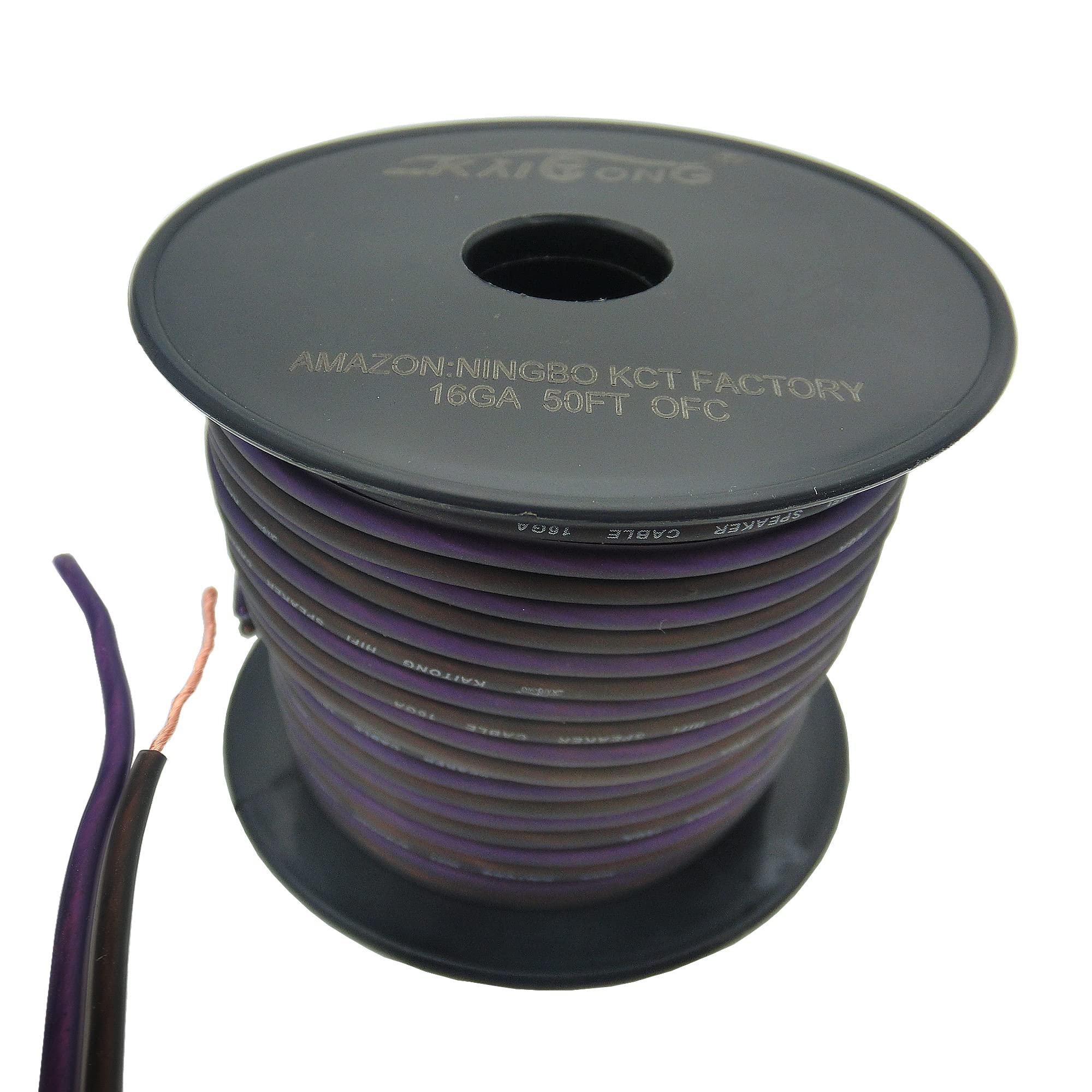 16AWG OFC Speaker Wire, KCT Speaker Wire Cable (50 Feet / 15.24 Meters) Great use for Home theater Speakers and Car Speakers, purple and black