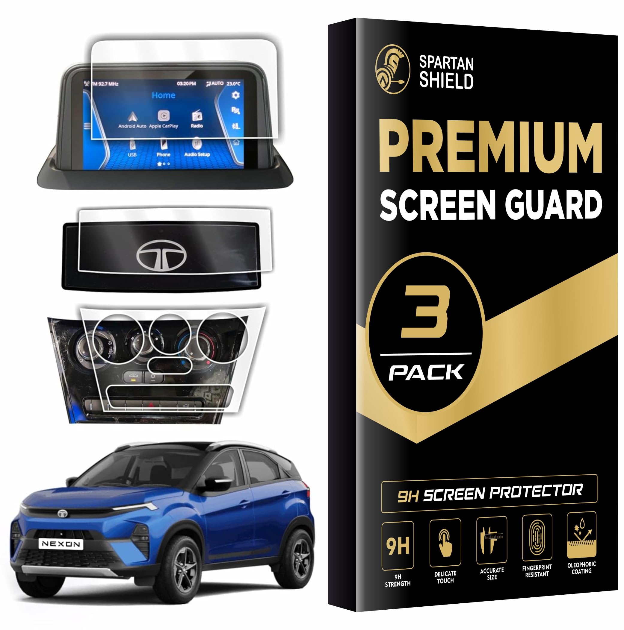 {3 PACK} Screen Guard For TATA NEXON 2026 || Fits ** SMART+ / SMART + S ** Only || 7 INCH INFOTAINMENT + AC Panel (Manual Buttons) + STEERING CLUSTER Protector || HD Clear, Anti-Scratch, Water Resistant | [Not Tempered Glass] **Match Each Screen Shape & Size Before Ordering**-image-30