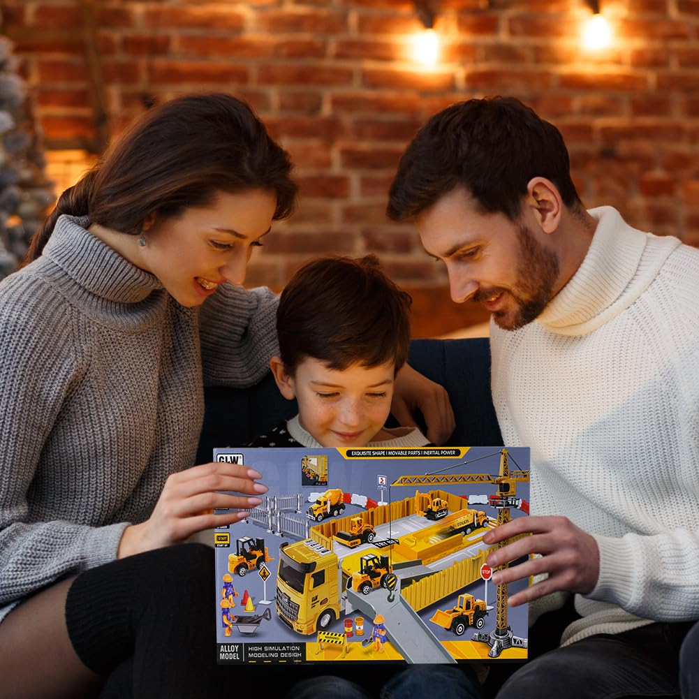 Aolso Juego de juguetes de camión de construcción para niños de 3 a 8 años, estilo realista, amarillo