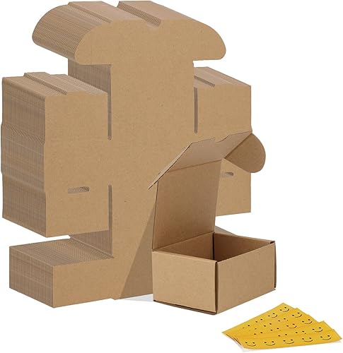 HORLIMER - Cajas de envío de 4 x 3 x 2 pulgadas, conjunto de 50, caja de cartón corrugado marrón para envíos por correo de documentación