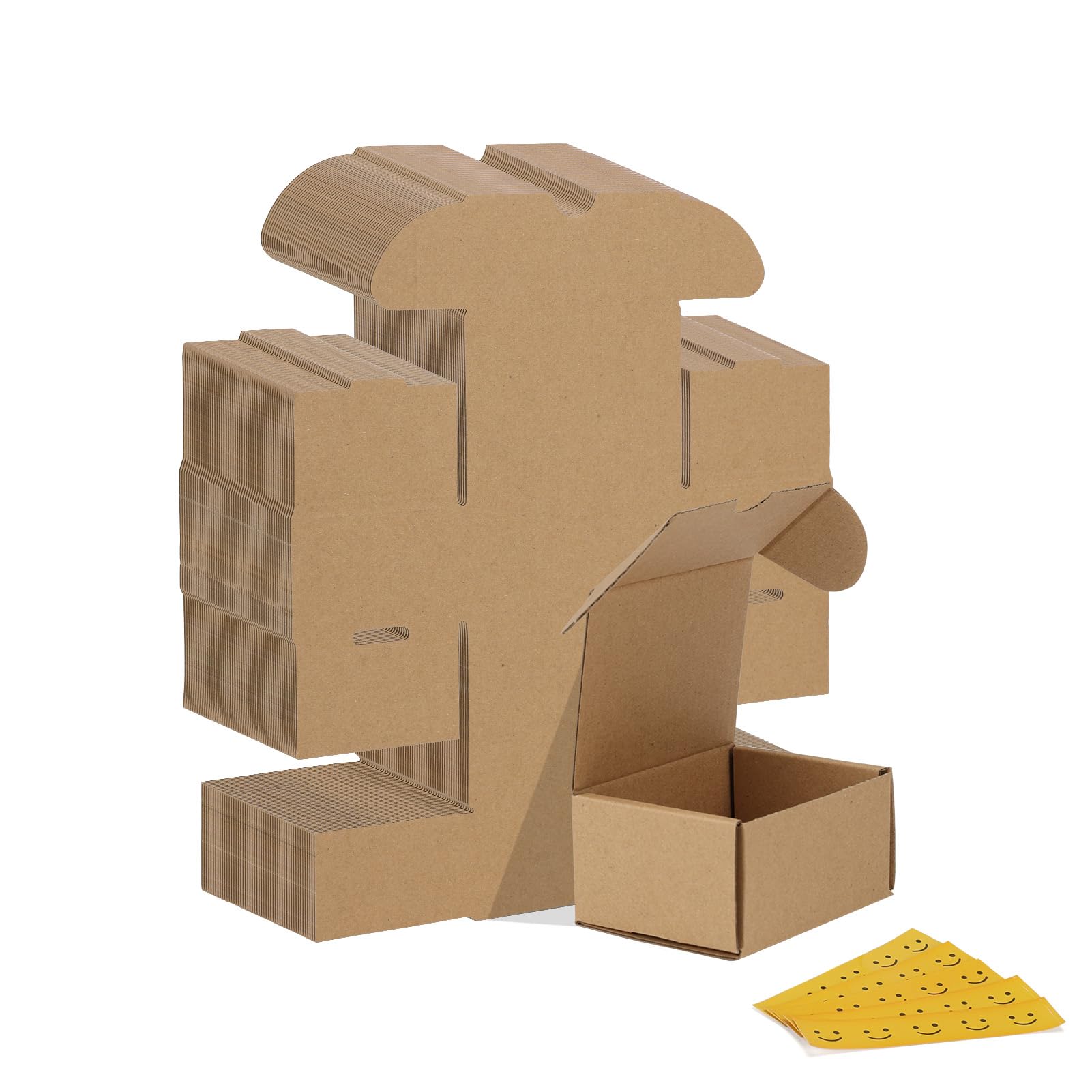HORLIMER 4x3x2 inches Shipping Boxes Set of 50, Brown Corrugated Cardboard Box Literature Mailer