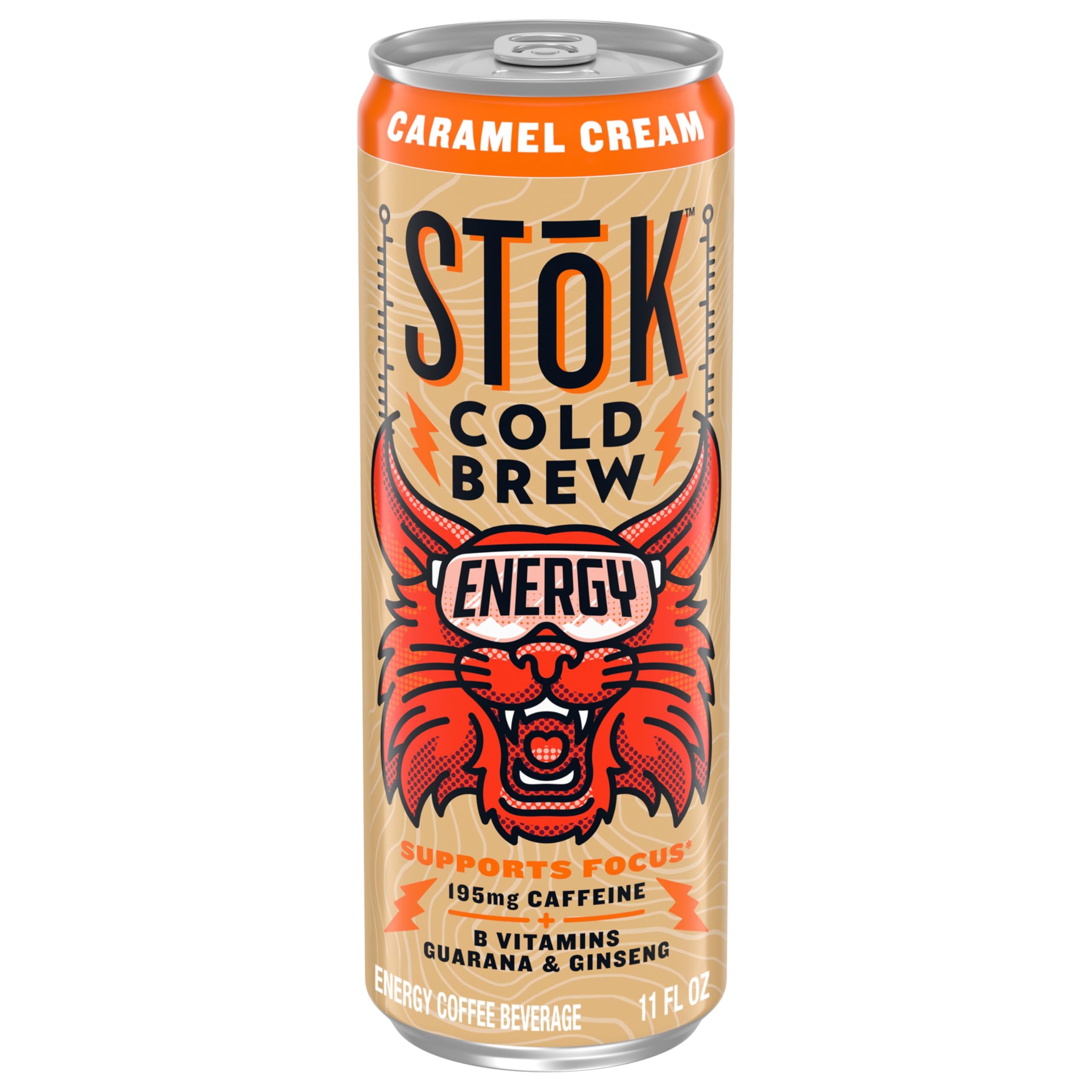 12 pack SToK Cold Brew Energy Caramel Cream, Ready to Drink Canned Coffee with 195mg Caffeine to Help Support Focus, B Vitamins, Guarana and Ginseng, 11 fl oz BB 9/29/25