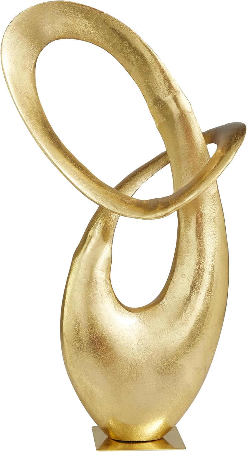 deco 79 aluminum metal abstract decorative sculpture home decor statue, accent figurine 10" x 5" x 17", gold gold 10" x 5" x 17"